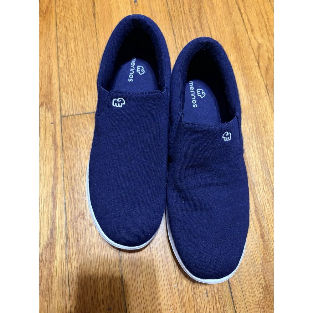 Merinos Slip On Shoes Womens 8 Navy Blue Wool Casual Comfort Breathable Sneaker